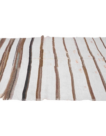 Brown White Vintage Hemp Kilim Rug - 5`4