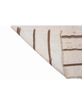 Brown White Vintage Hemp Kilim Rug - 5`4