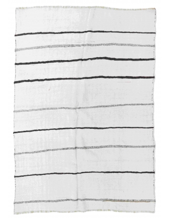 Striped Vintage Turkish Hemp Kilim Rug - 6`4" x 9`0"