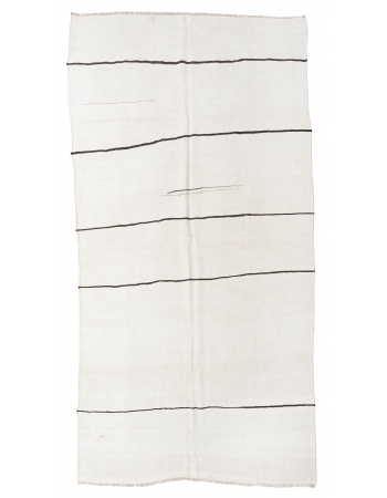 Black Striped Vintage Hemp Kilim Rug - 5`11" x 12`2"