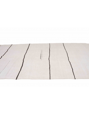 Black Striped Vintage Hemp Kilim Rug - 5`11