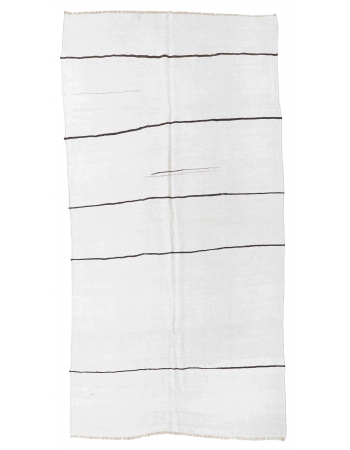 Black Striped Vintage Hemp Kilim Rug - 5`11" x 12`2"