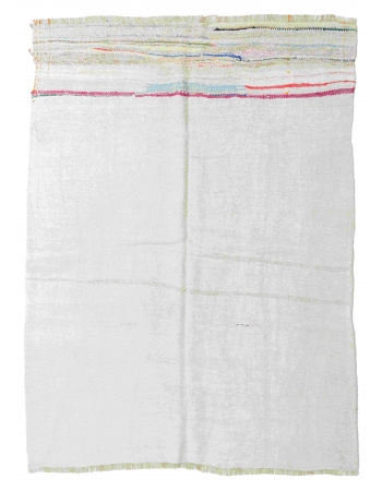 Decorative Vintage Turkish Hemp Kilim Rug - 6`1" x 7`9"