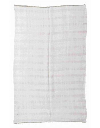 Pink White Vintage Hemp Kilim Rug - 5`10" x 11`2"