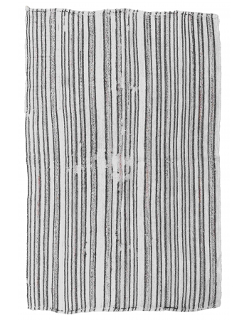 Striped Vintage Turkish Hemp Kilim Rug - 4`7" x 6`4"