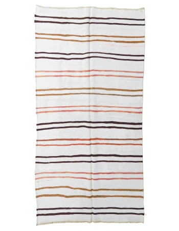 Striped Vintage Turkish Hemp Kilim Rug - 5`0" x 9`3"
