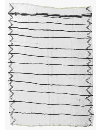 Striped Vintage Turkish Hemp Kilim Rug - 6`0" x 8`0"