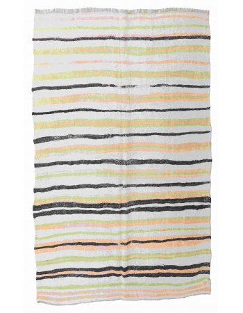 Striped Vintage Turkish Hemp Kilim Rug - 6`4" x 8`11"