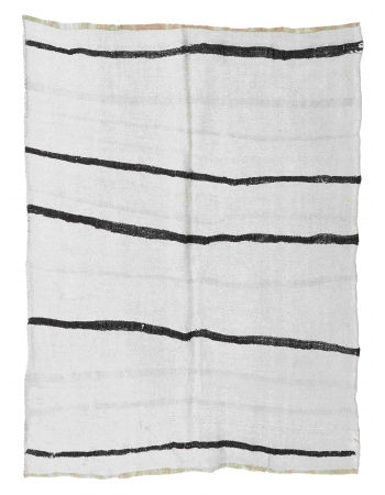 Vintage Decorative Turkish Hemp Kilim Rug - 4`5" x 5`7"