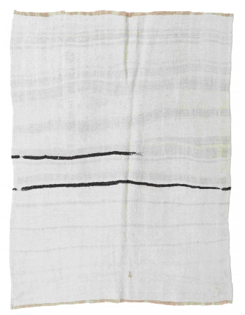 Vintage Striped Hemp Kilim Rug - 4`8" x 5`5"