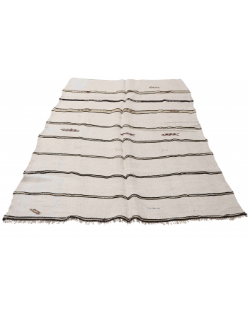 Striped Vintage Turkish Hemp Kilim Rug - 5`1″ x 8`7″
