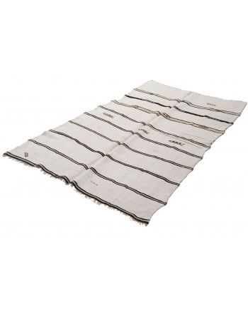 Striped Vintage Turkish Hemp Kilim Rug - 5`1″ x 8`7″
