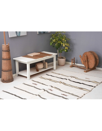 Striped Vintage Turkish Hemp Kilim Rug - 5`1″ x 8`7″
