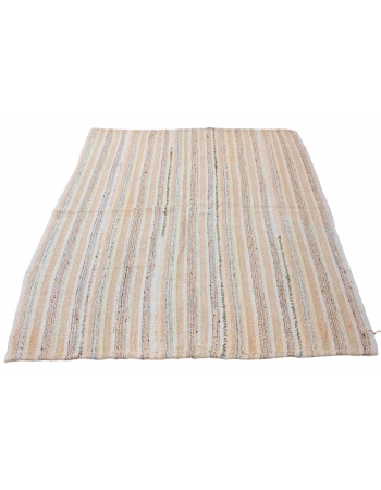 Striped Hemp Turkish Kilim Rug - 5`3″ x 6`11″