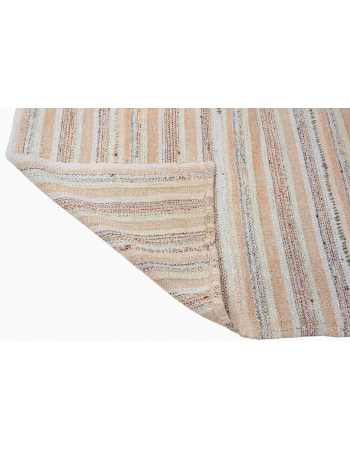 Striped Hemp Turkish Kilim Rug - 5`3″ x 6`11″