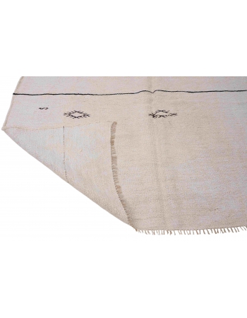 White Black Striped Vintage Hemp Rug - 5`10″ x 11`4″