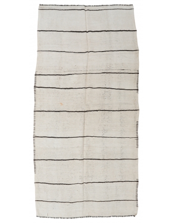 Striped Vintage Modern Hemp Kilim Rug - 6`0″ x 12`6″