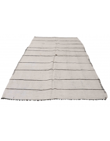 Striped Vintage Modern Hemp Kilim Rug - 6`0″ x 12`6″