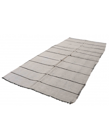 Striped Vintage Modern Hemp Kilim Rug - 6`0″ x 12`6″