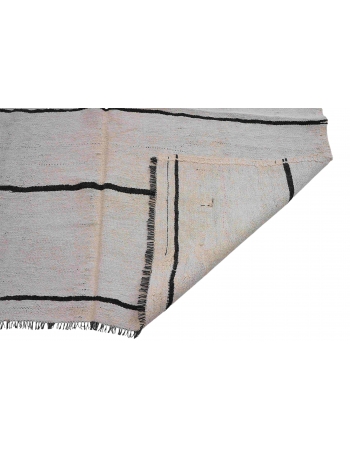 Striped Vintage Modern Hemp Kilim Rug - 6`0″ x 12`6″