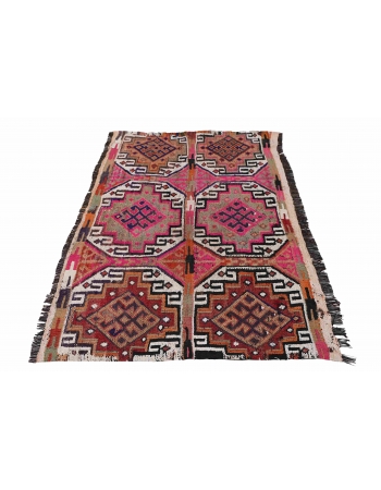 Vintage Small Embroidered Kilim Rug - 2`7″ x 4`3″