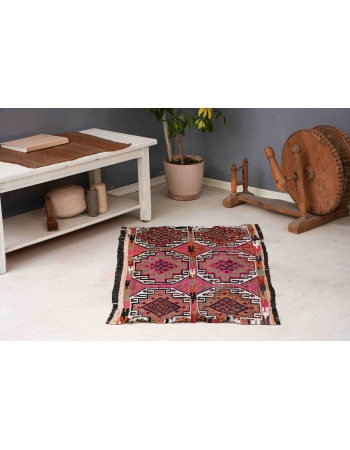 Vintage Small Embroidered Kilim Rug - 2`7″ x 4`3″