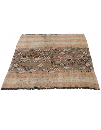 Vintage Decorative Turkish Embroidered Rug - 4`6″ x 5`1″
