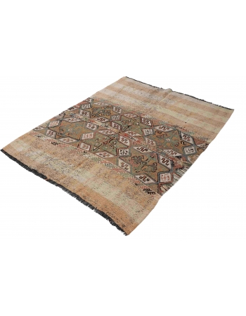Vintage Decorative Turkish Embroidered Rug - 4`6″ x 5`1″