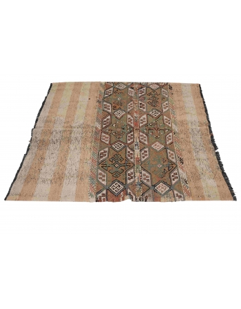 Vintage Decorative Turkish Embroidered Rug - 4`6″ x 5`1″