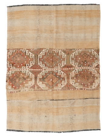 Decorative Vintage Embroidered Kilim Rug - 4`6″ x 6`3″