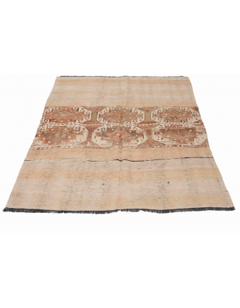 Decorative Vintage Embroidered Kilim Rug - 4`6″ x 6`3″