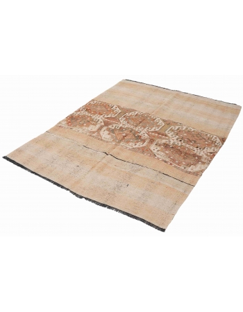 Decorative Vintage Embroidered Kilim Rug - 4`6″ x 6`3″