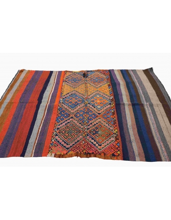 Decorative Turkish Embroidered Kilim Rug - 4`4″ x 6`1″