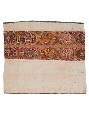 Small Vintage Embroidered Kilim Rug - 3`9″ x 4`1″