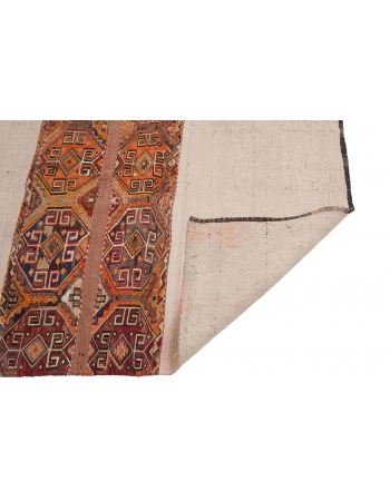 Small Vintage Embroidered Kilim Rug - 3`9″ x 4`1″