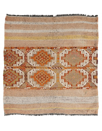Decorative Vintage Embroidered Kilim Rug - 4`7″ x 4`11″