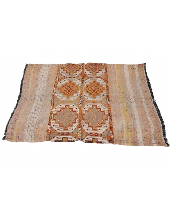 Decorative Vintage Embroidered Kilim Rug - 4`7″ x 4`11″