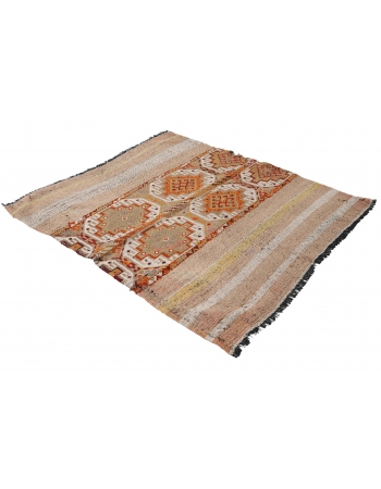 Decorative Vintage Embroidered Kilim Rug - 4`7″ x 4`11″