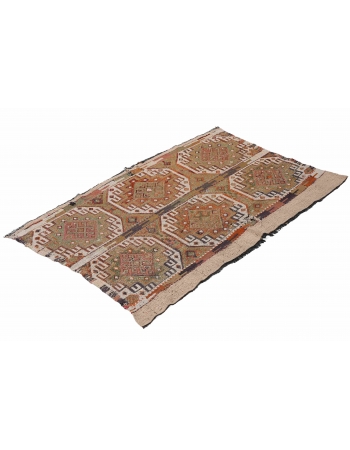 Small Vintage Embroidered Kilim Rug - 2`7″ x 4`5″