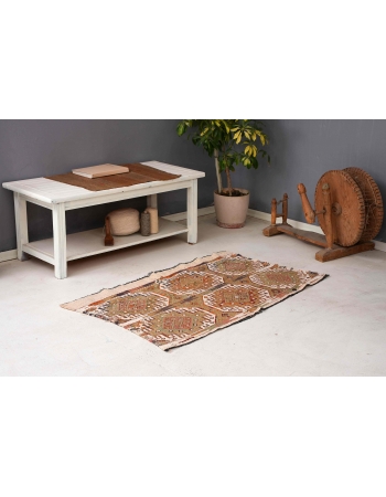 Small Vintage Embroidered Kilim Rug - 2`7″ x 4`5″