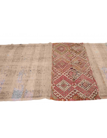 Vintage Turkish Embroidered Kilim Rug - 4`4″ x 9`4″