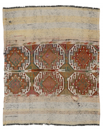 Embroidered Decorative Kilim Rug - 4`9″ x 5`5″