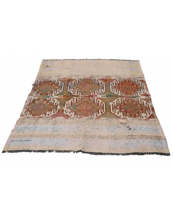 Embroidered Decorative Kilim Rug - 4`9″ x 5`5″