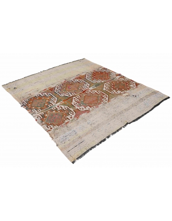 Embroidered Decorative Kilim Rug - 4`9″ x 5`5″