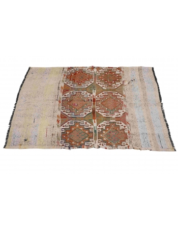 Embroidered Decorative Kilim Rug - 4`9″ x 5`5″