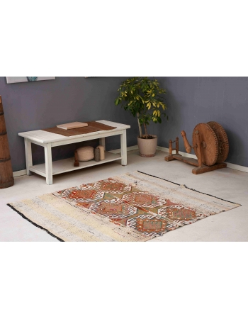 Embroidered Decorative Kilim Rug - 4`9″ x 5`5″