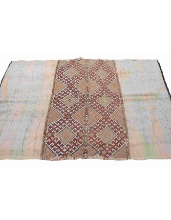 Embroidered Vintage Turkish Kilim Rug - 4`6″ x 6`1″