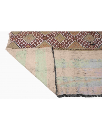Embroidered Vintage Turkish Kilim Rug - 4`6″ x 6`1″