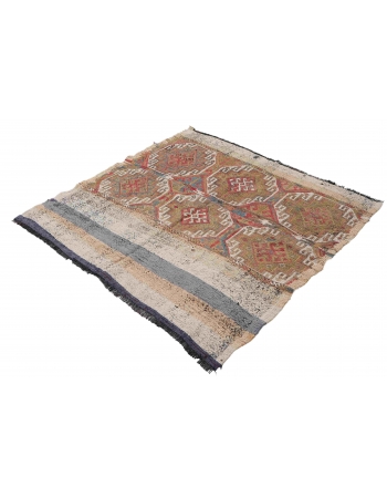 Decorative Vintage Embroidered Kilim Rug - 4`7″ x 4`8″