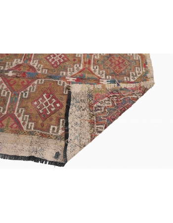 Decorative Vintage Embroidered Kilim Rug - 4`7″ x 4`8″